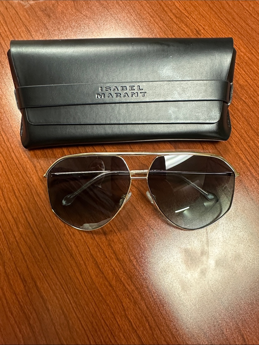 Isabel Marant Gold-Frame Sunglasses with Black Lenses